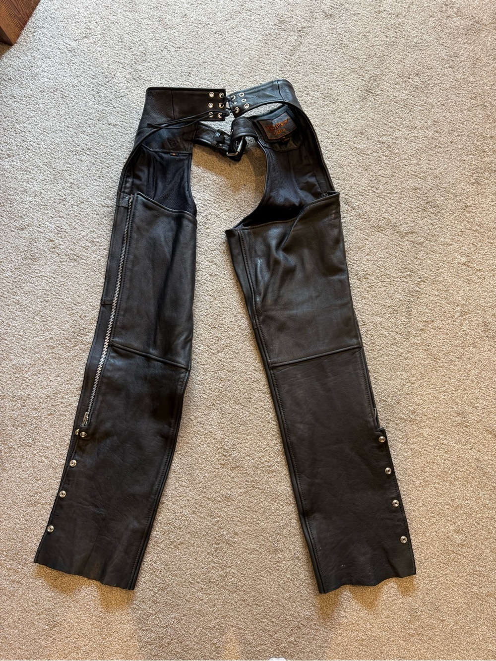 Unik Black Leather Motorcycle Waistbelt with Orange Logo Accent
